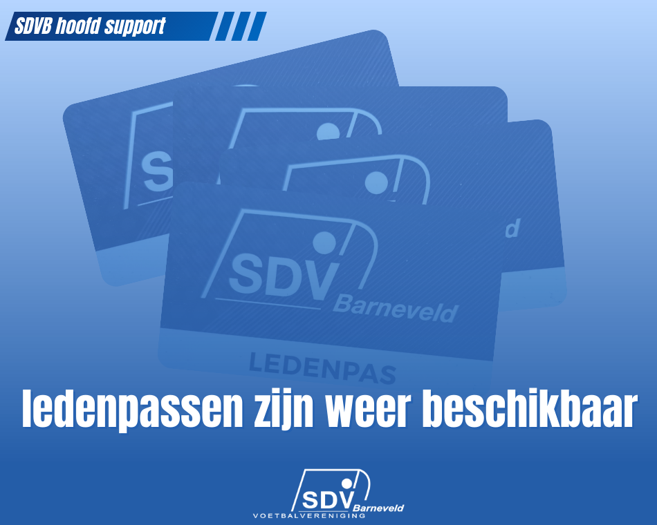 Sdvb De SDVB ledenpassen zijn weer beschikbaar. | SDV Barneveld