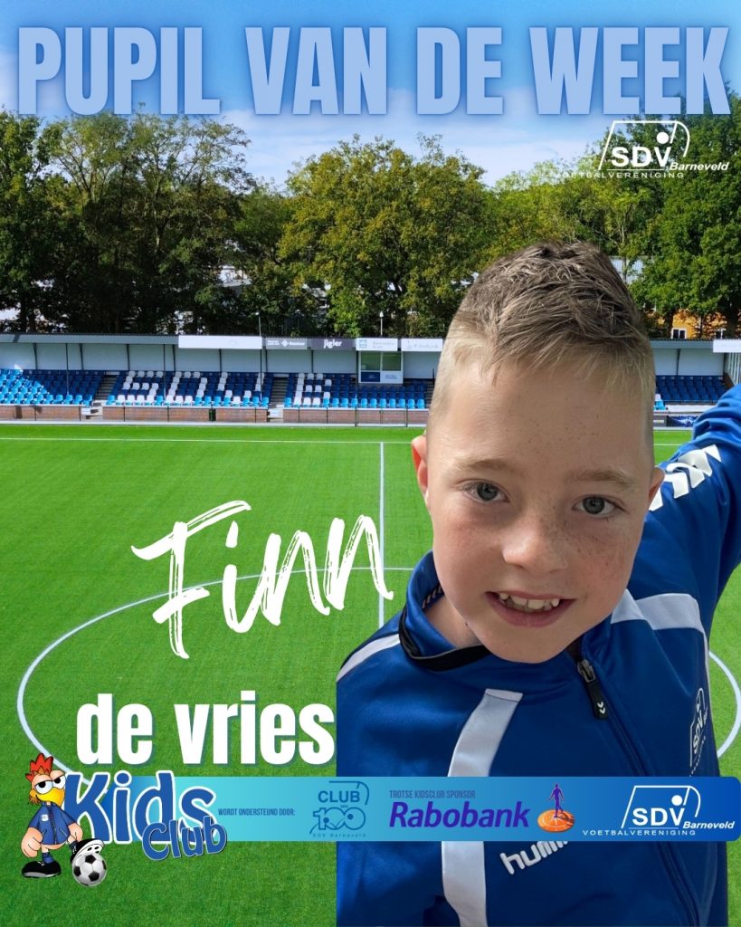 Finn is Kidsclub pupil van deze week bij SDVB.