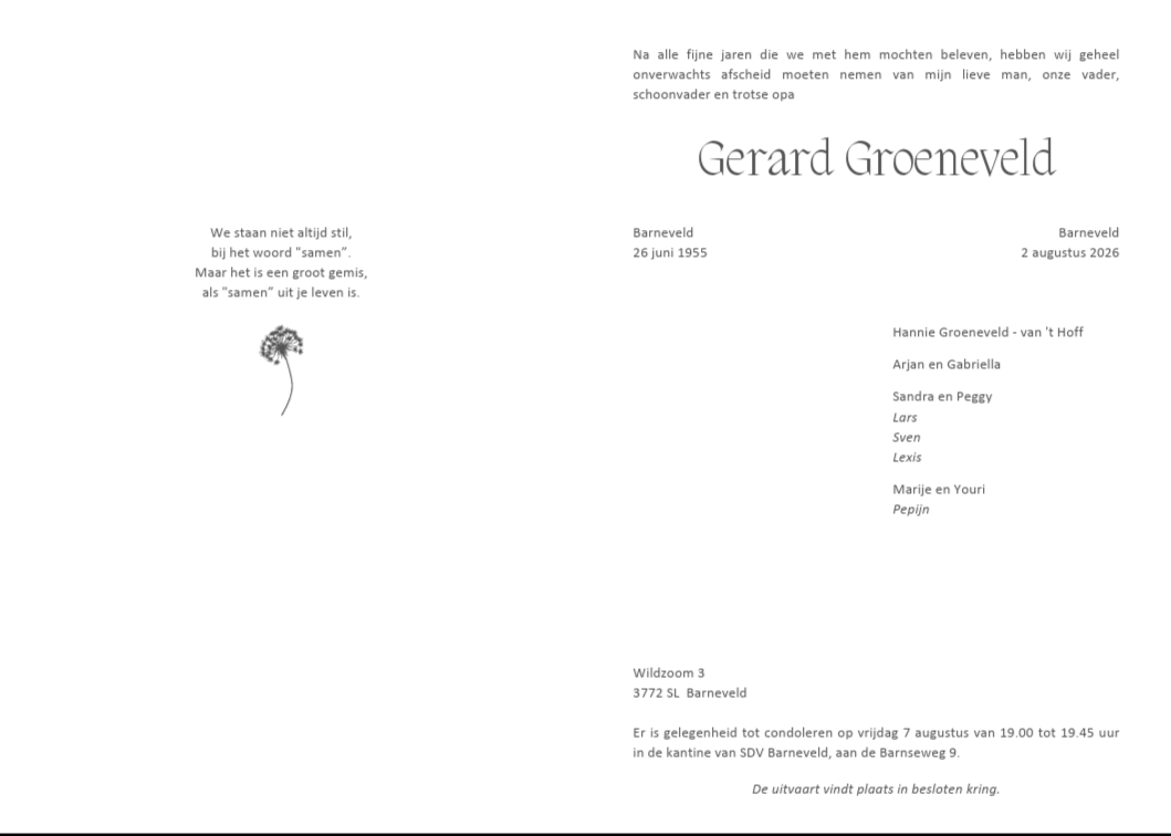 In memoriam Gerard Groeneveld