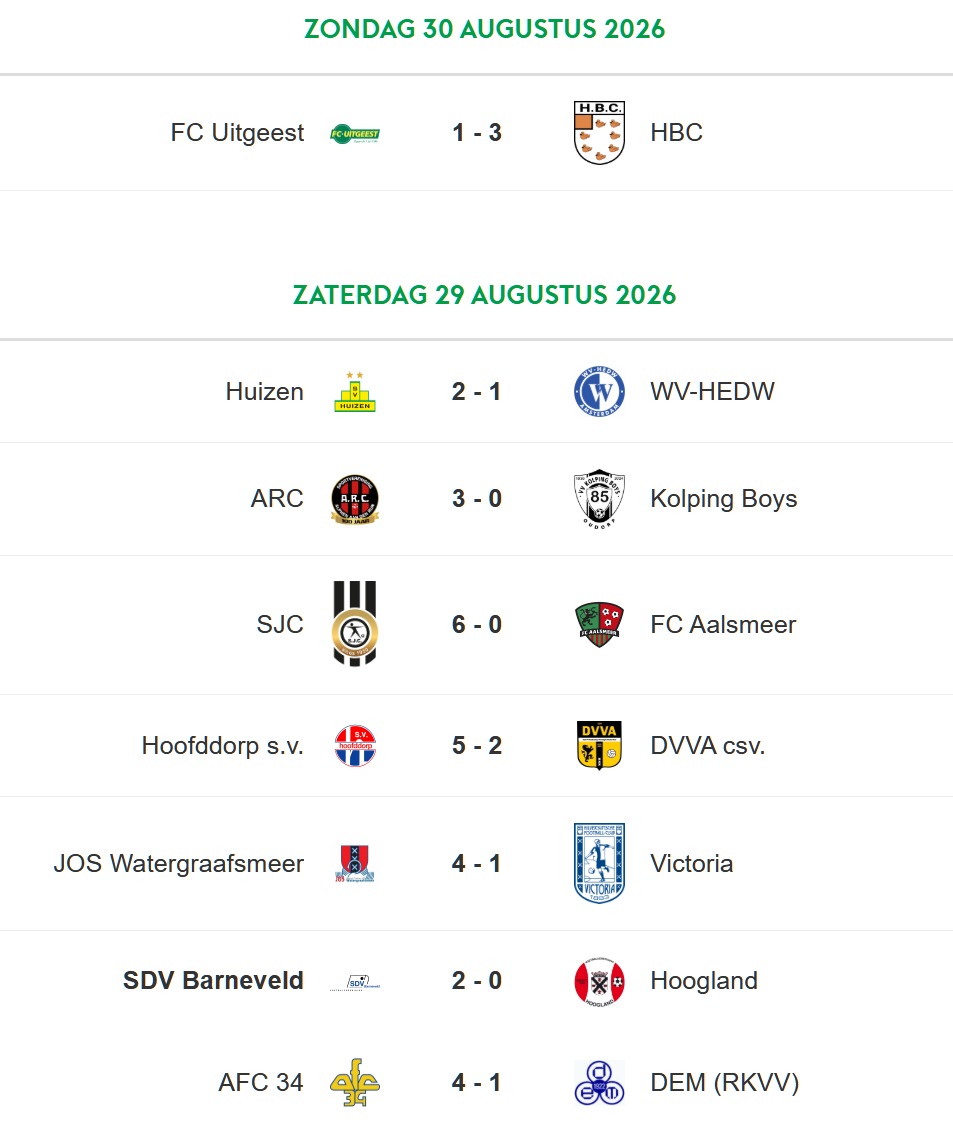 Nabeschouwing 29-08-26 SDV Barneveld - vv Hoogland 1