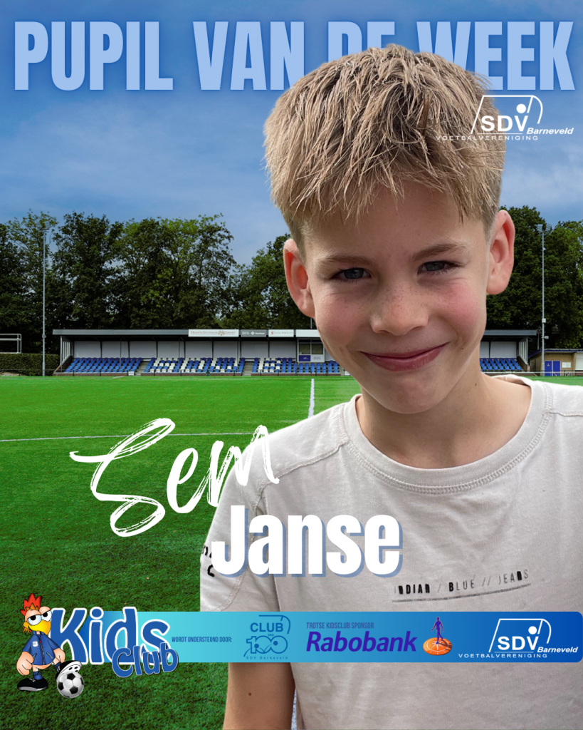 Sem is SDVB Kidsclub pupil van de week.